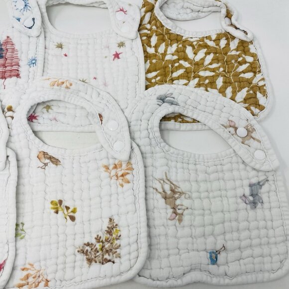 Zainpe Baby Girls 8 Piece Snap Muslin Cotton Absorbent & Soft Feeding Bibs 1208 - Picture 3 of 6